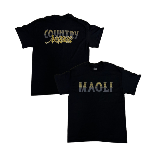 Maoli Country Reggae Tee (Black/Gold Print)