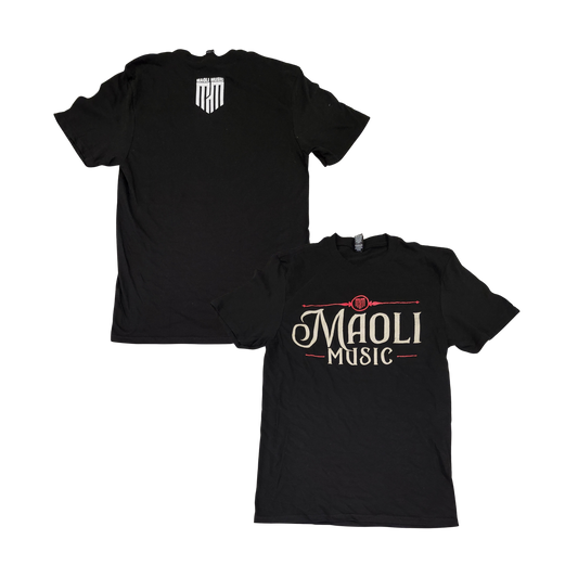 Maoli Music Black Tee (Red Print)