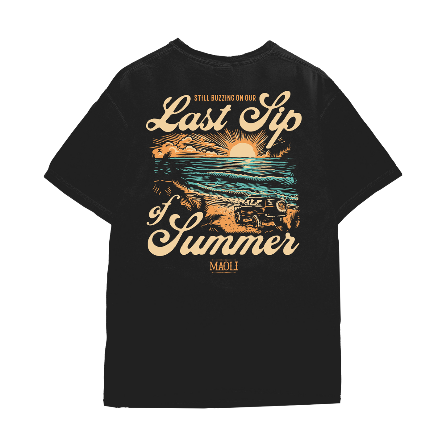 Sunset Beach Black Tee